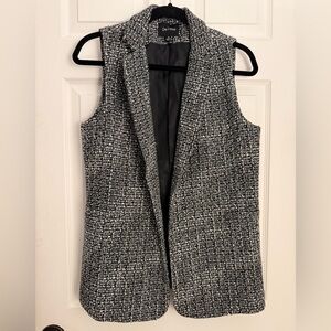 Women's Black and White Tweed Vest